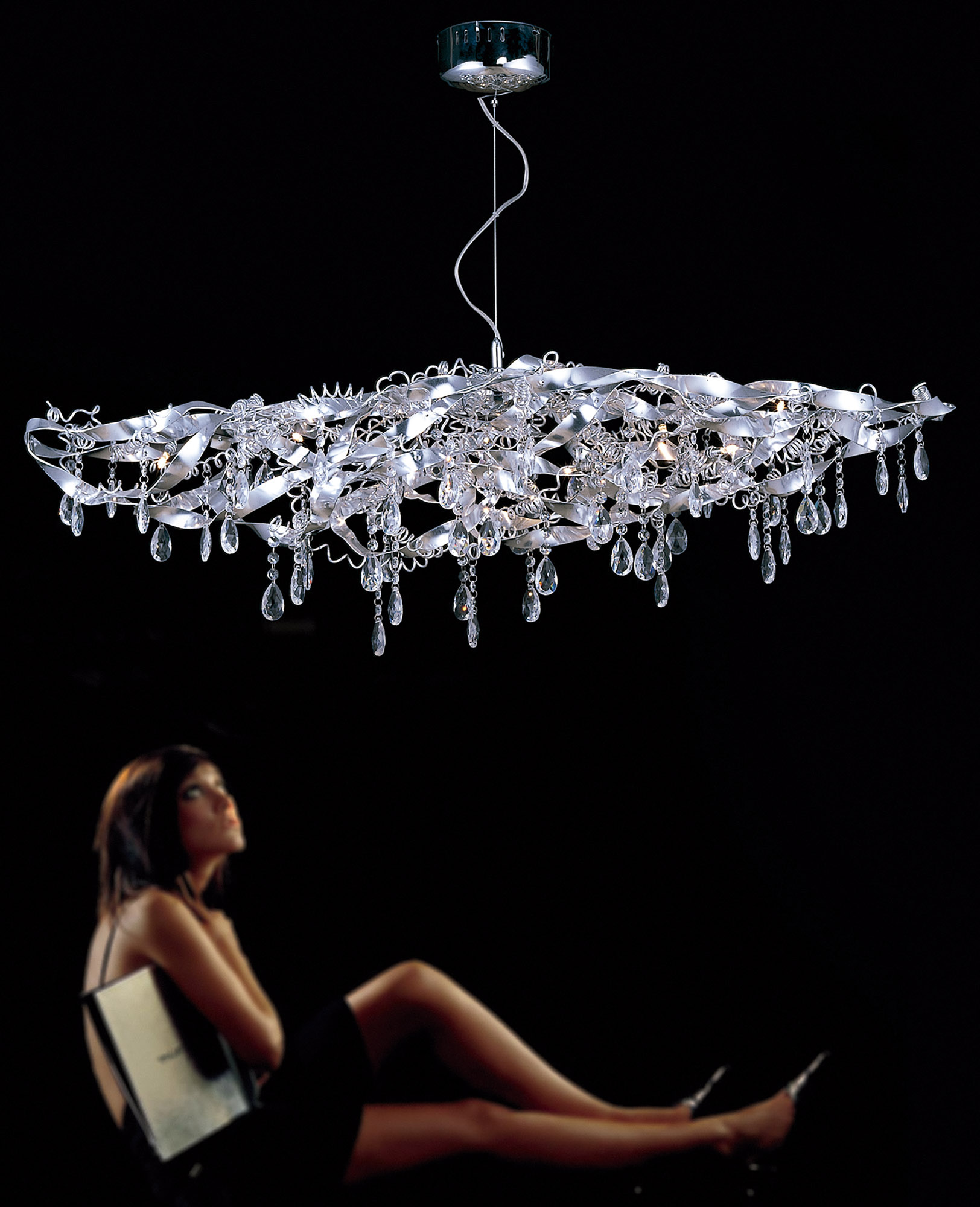 Fusion Crystal Ceiling Lights Diyas Linear Crystal Fittings